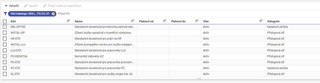 Skills catalog example B