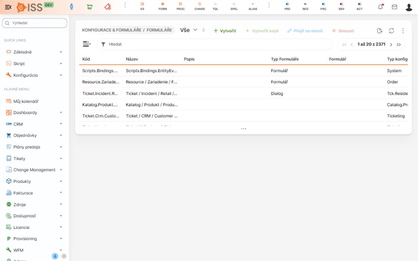 Form list in tSM