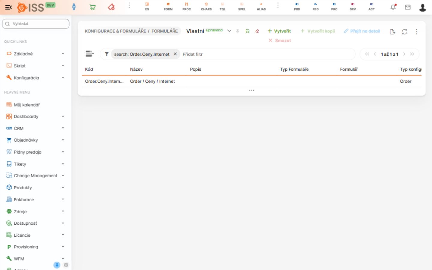 Filtered form listing