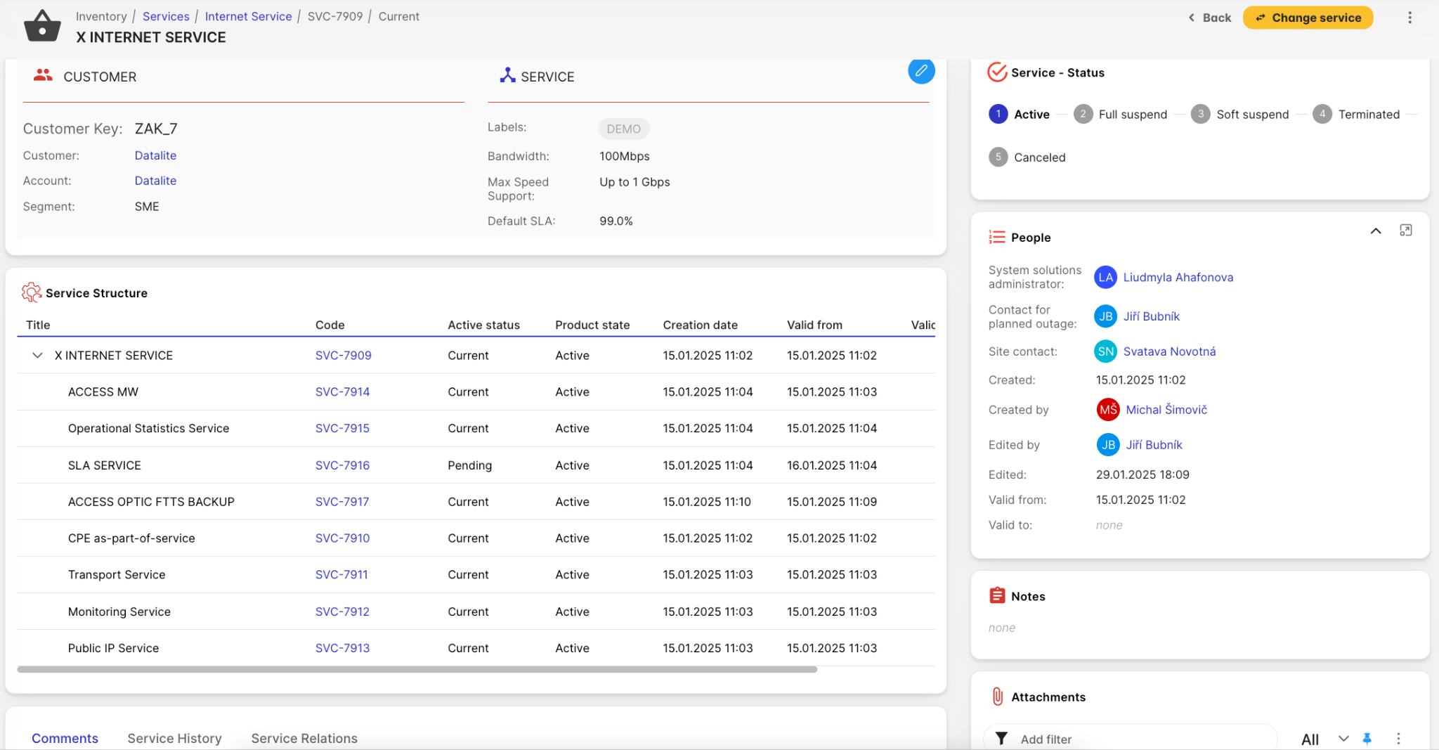 Service instance structure